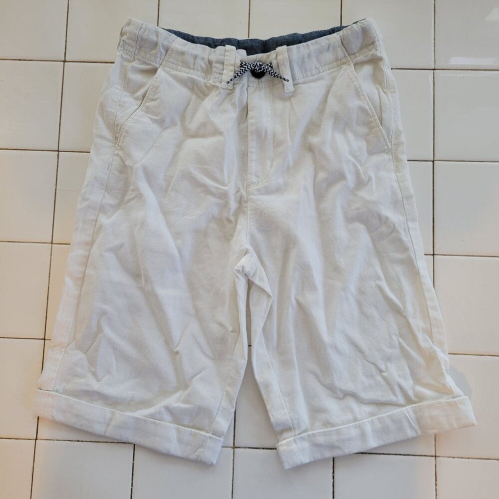 Gymboree Boys White Linen Cotton Blend Shorts Size 10 NEW